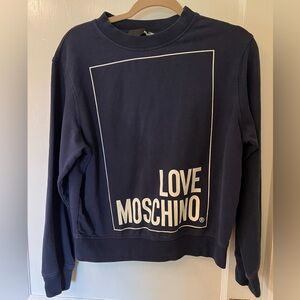 Love Moschino Slim Fit Long Sleeve Sweatshirt Women Sweater Navy Blue Crewneck 4